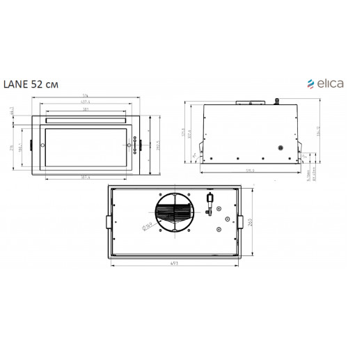 Вбудована витяжка Elica Lane BL MAT/A/52