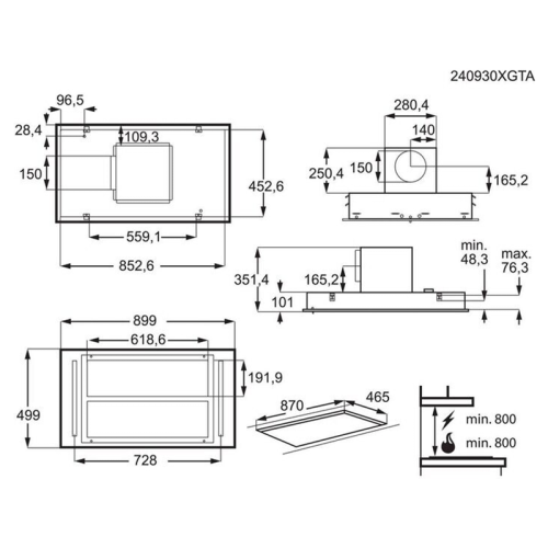 Вбудована витяжка AEG NDC7791SB
