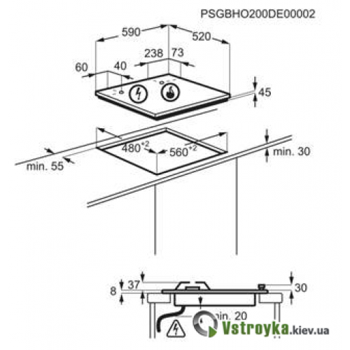 Газова варильна поверхня AEG HKB64450NB